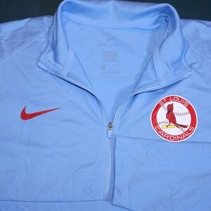 Nike St Louis Cardinals MLB Quarter Zip Pullover Mens Medium Light Blue Dri-FIT